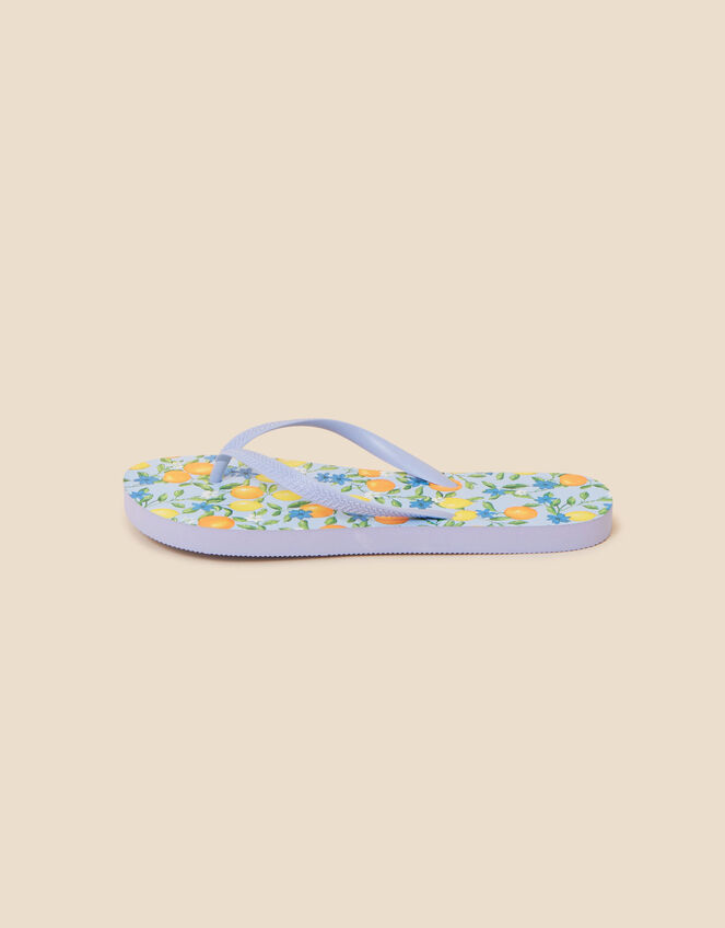 Orange and Lemon Print Flip Flops, Multi (BRIGHTS-MULTI), large