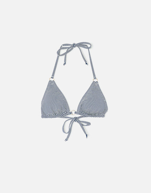 Stripe Triangle String Bikini, Blue (NAVY), large