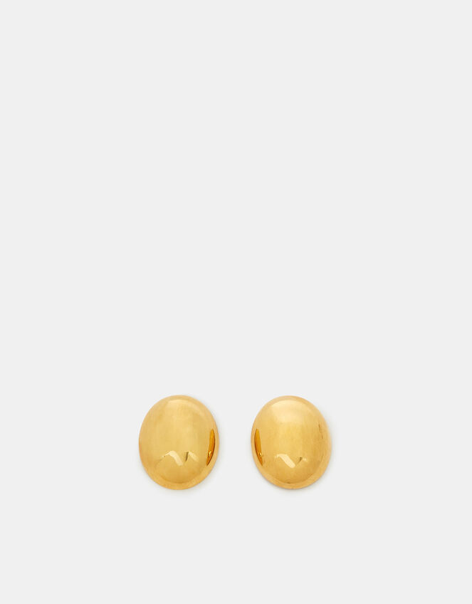 14ct Gold-Plated Dome Stud Earrings, , large