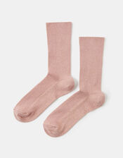 Turndown Ribbed Sparkle Ankle Socks, , large