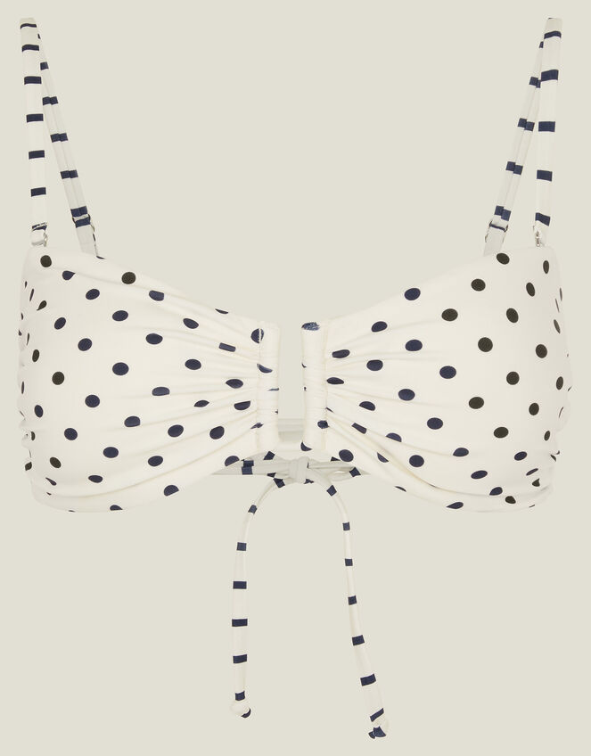 Polka Dot Bandeau Bikini Top, Ivory (IVORY), large