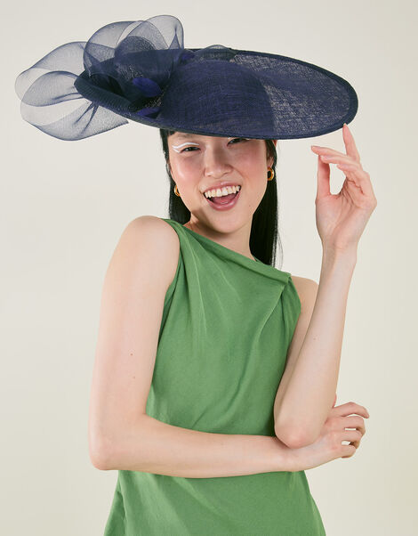 Antigoine Statement Flower Disc Fascinator, Blue (NAVY), large