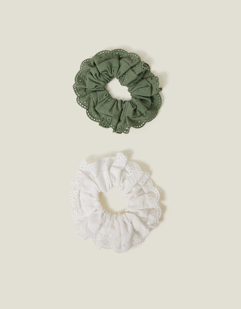 2-Pack Mix Broderie Hair Scrunchies, , large