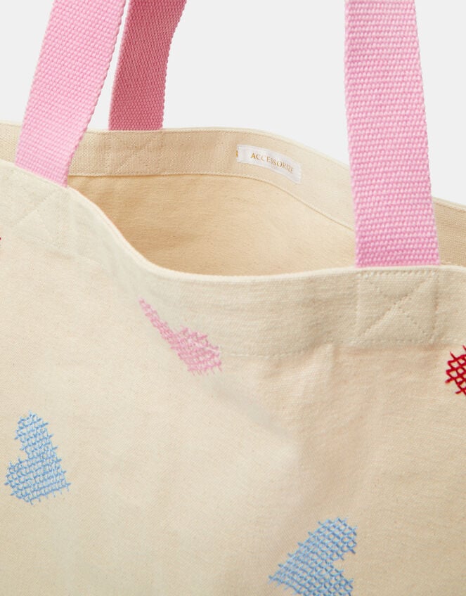 Cross Stitch Heart Shopper Bag, , large