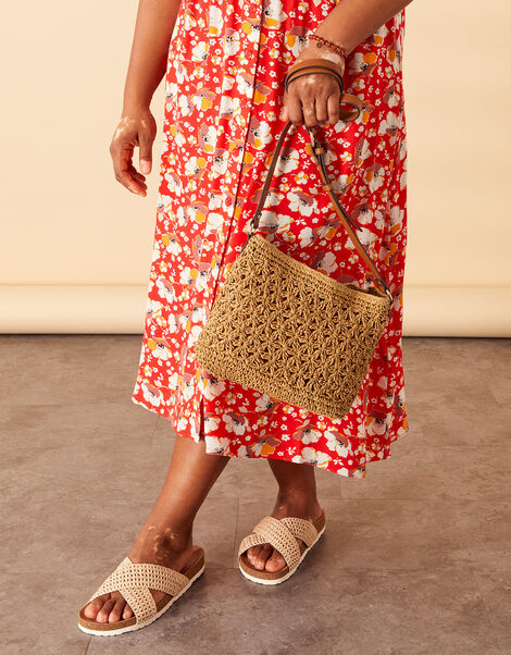 Classic Raffia Cross-Body Bag, , large