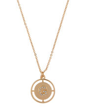 Sparkle Initial Coin Pendant Necklace - G, , large
