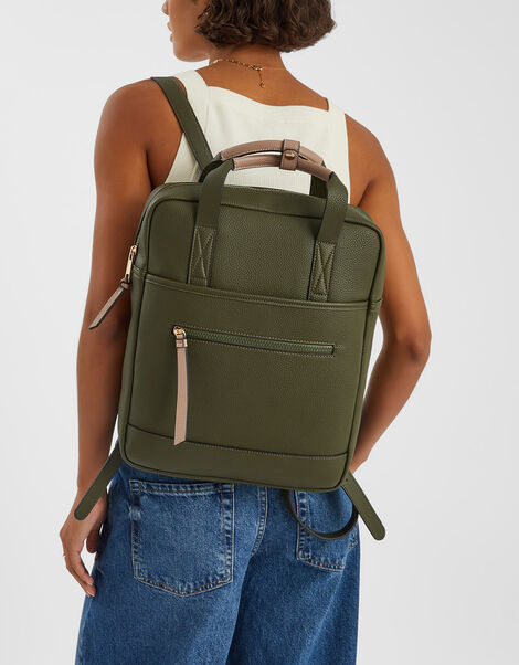 Pocket Top Handle Backpack, Green (KHAKI), large