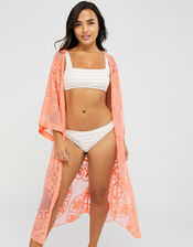 Jaki Long Lace Kimono, Orange (CORAL), large