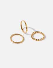 Gold-Plated Band Stacking Rings Set of Three, Gold (GOLD), large