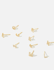 Gold-Plated Sparkle Initial Single Stud Earring, Gold (GOLD), large