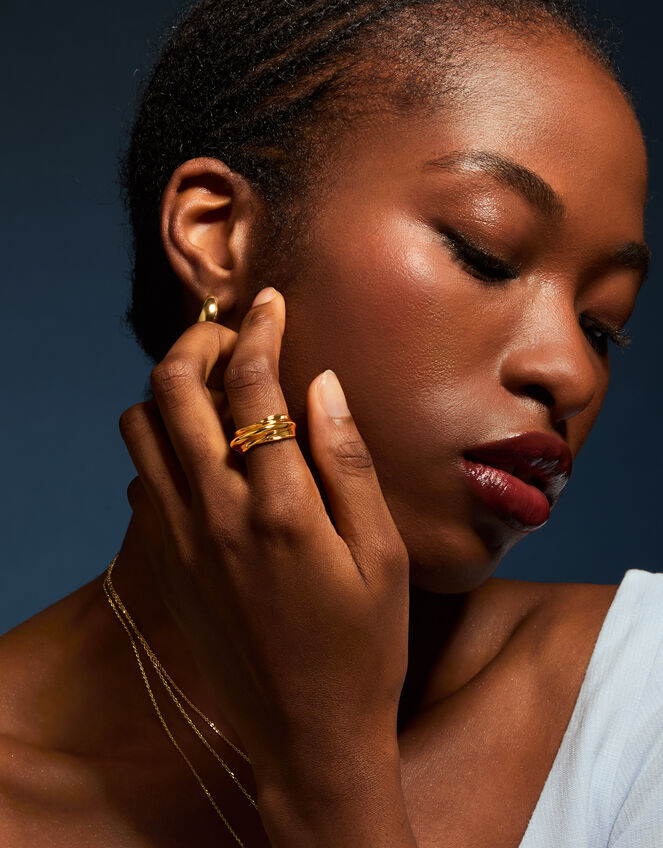 14ct Gold-Plated Irregular Ridge Ring, Gold (GOLD), large