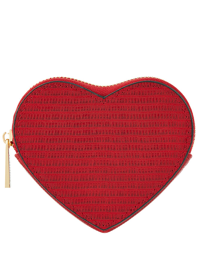 Textured Heart Coin Purse, Red (RED), large