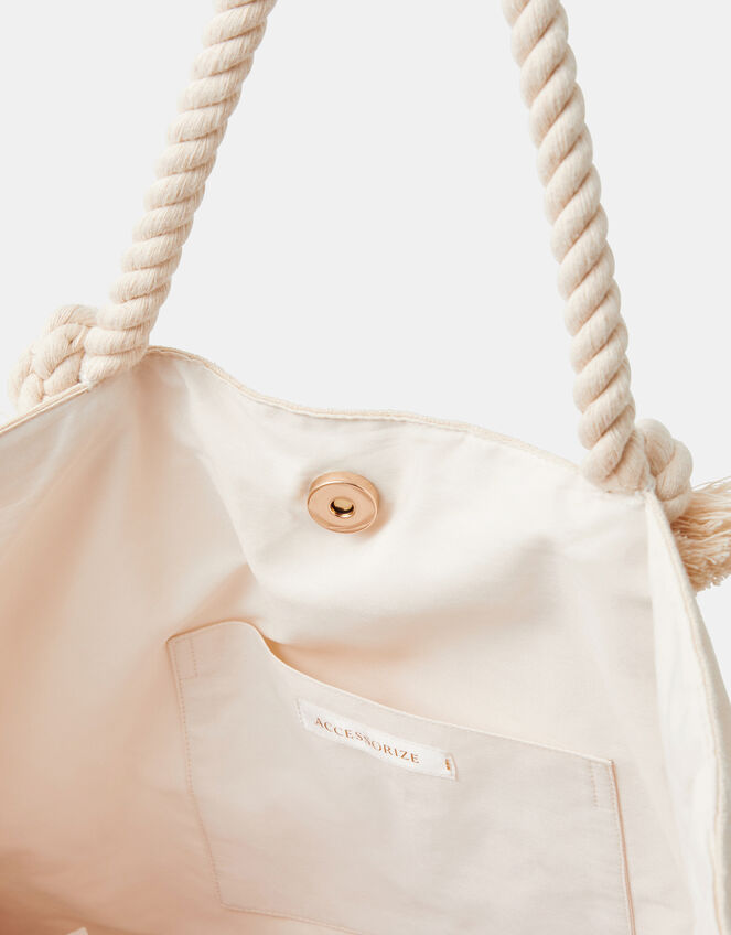 Pineapple Embroidered Beach Bag, , large