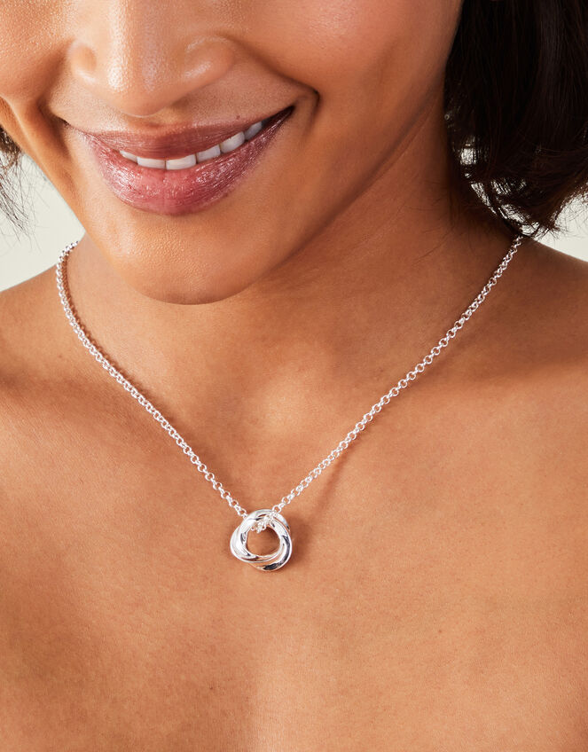 Sterling Silver-Plated Chunky Pendant Necklace, , large