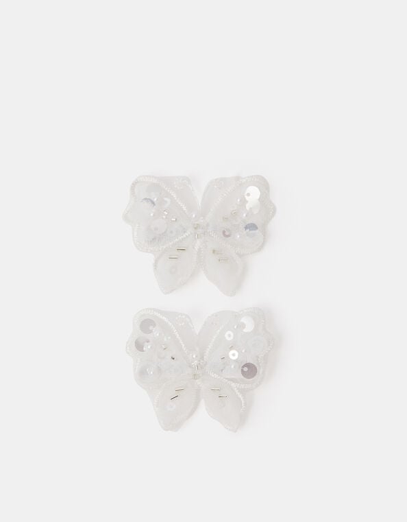 2-Pack Girls Beaded Butterfly Hair Clips, , large