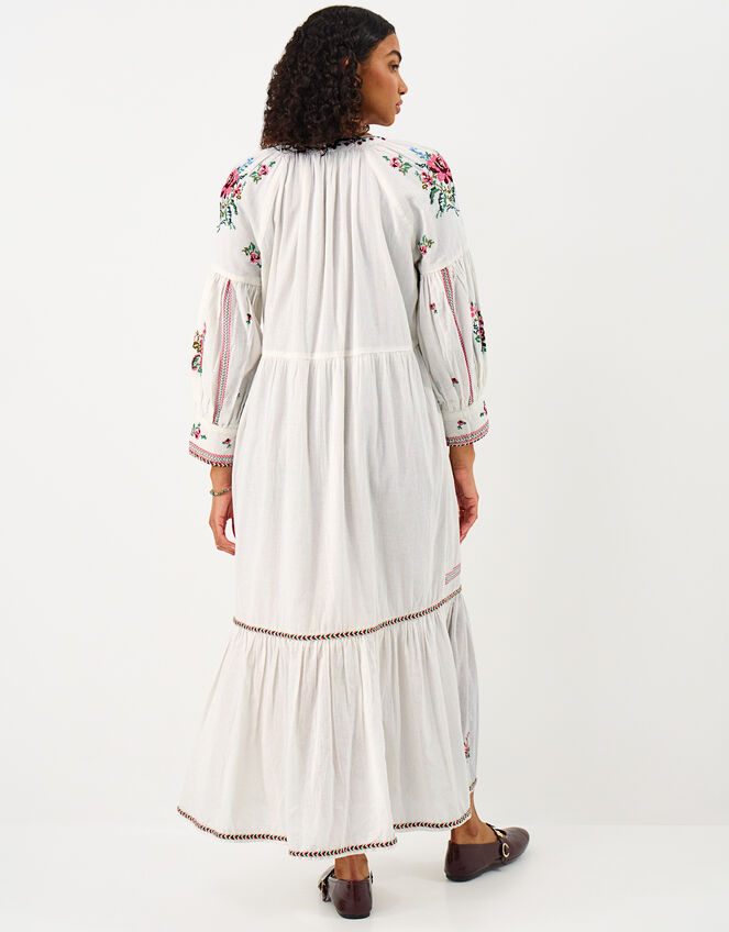 Floral Embroidered Maxi Dress, Ivory (IVORY), large