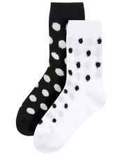 Fluffy Polka Dot Ankle Sock Set, , large
