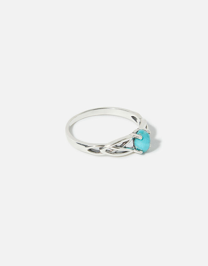 Sterling Silver Turquoise Bead Ring, Silver (ST SILVER), large