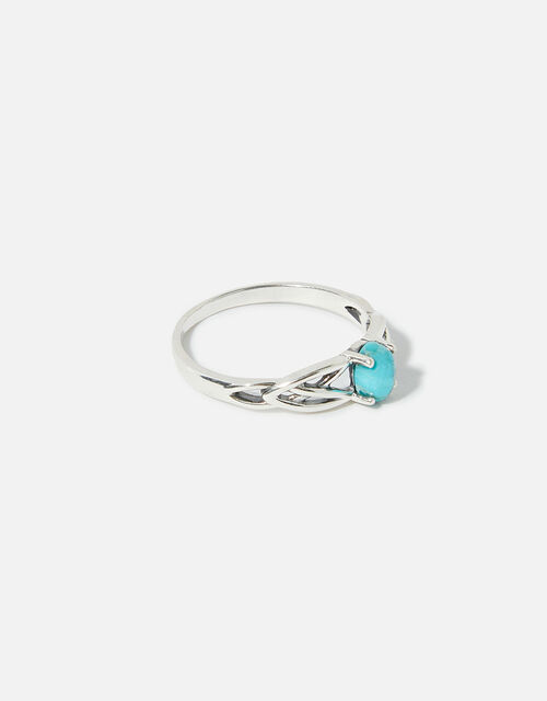 Sterling Silver Turquoise Bead Ring, Silver (ST SILVER), large