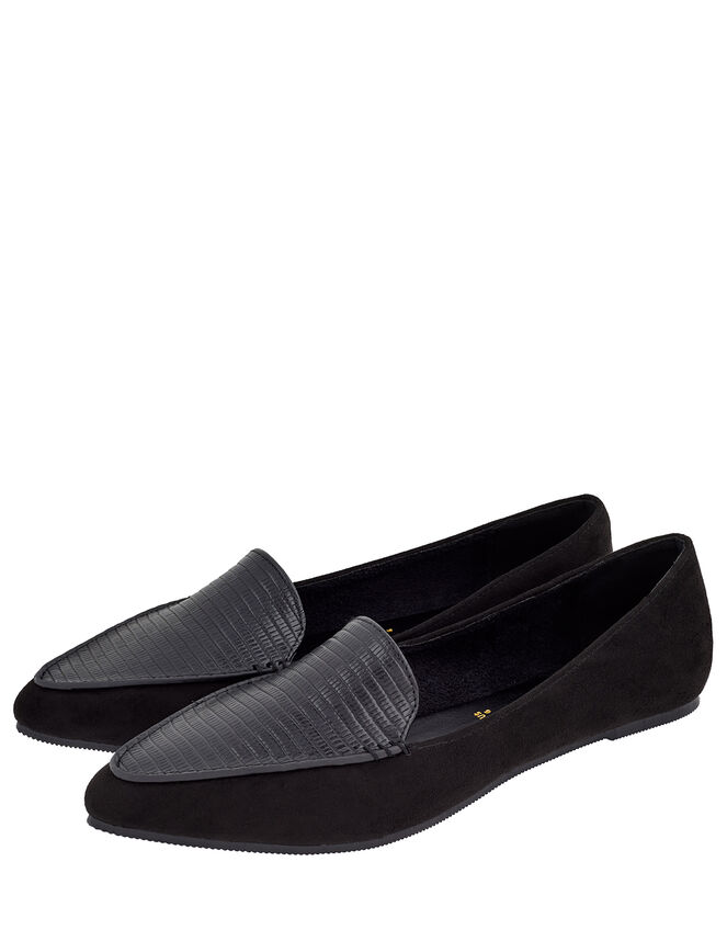 Point Toe Flat Shoes, Black (BLACK), large