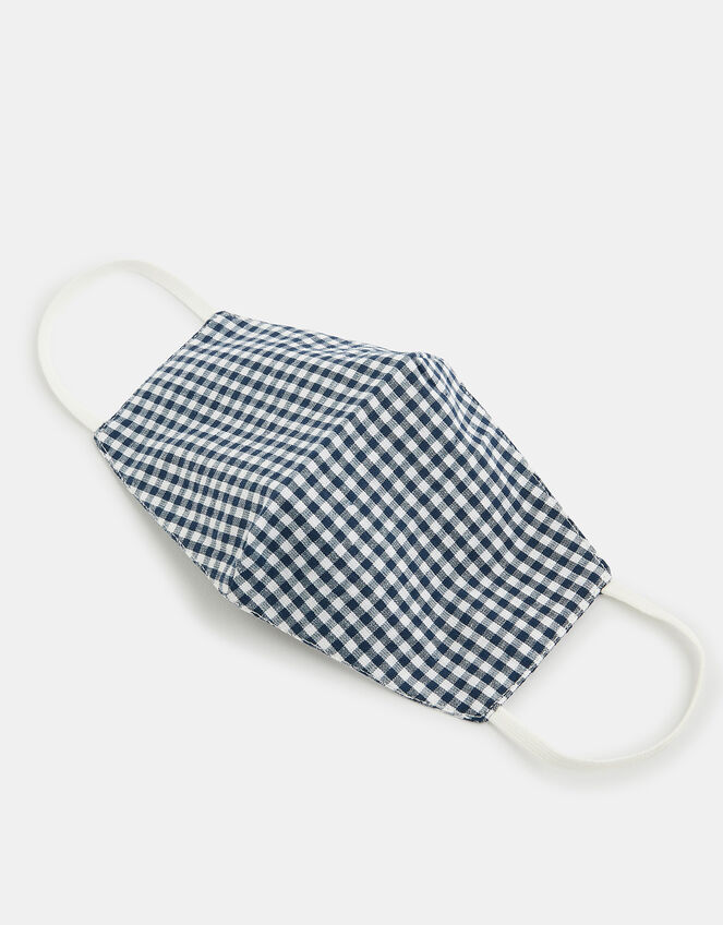 Gingham Face Covering in Pure Cotton, , large