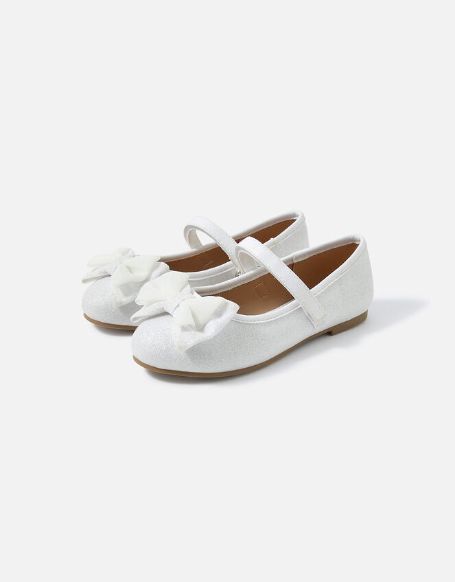 Girls Sparkle Ballerina Flats, Ivory (IVORY), large