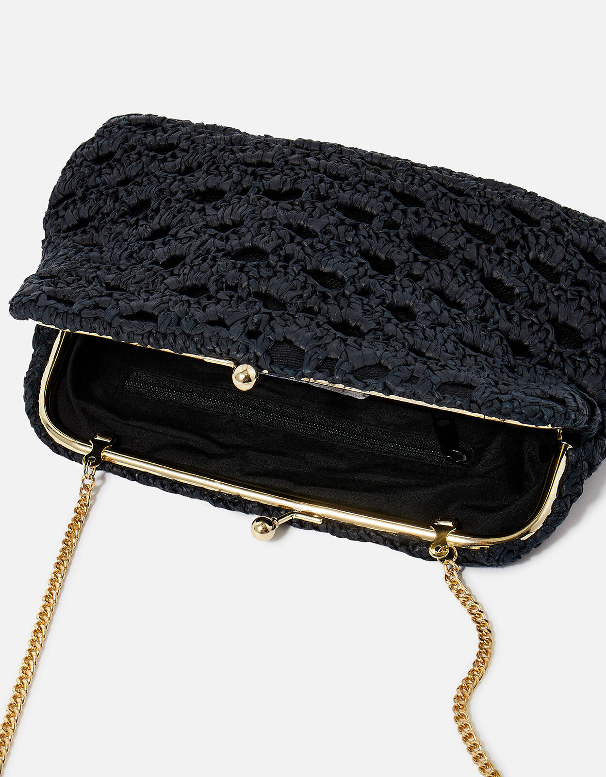 Raffia Clutch Bag Black