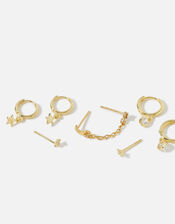 Gold-Plated Star Moon Ear Adornment Set, , large