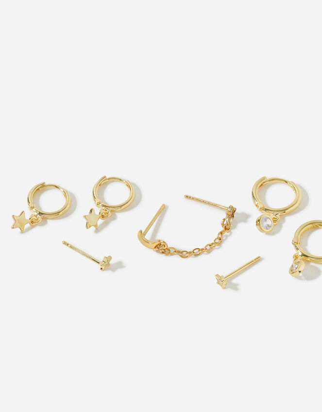 Gold-Plated Star Moon Ear Adornment Set, , large