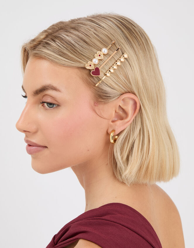 3-Pack Heart Hair Slides, , large