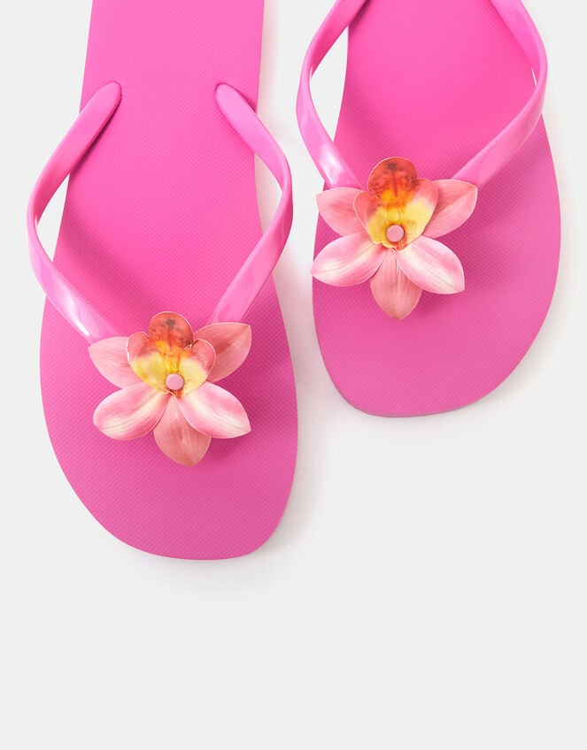 Orchid Flower Flip Flops, Pink (PINK), large