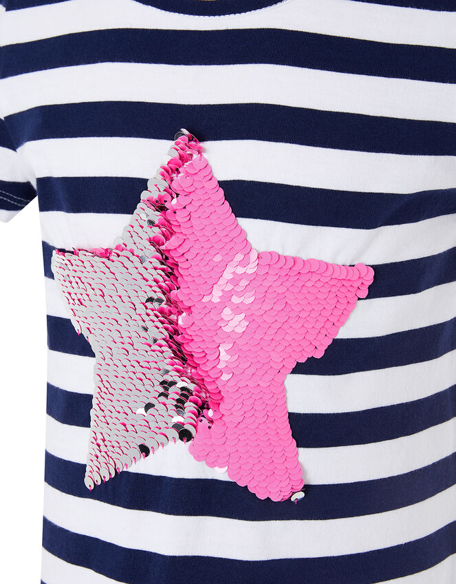 Girls Sequin Heart Stripe T-Shirt, Multi (BRIGHTS-MULTI), large