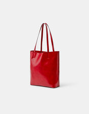 Faux Leather Tote Bag, Red (RED), large