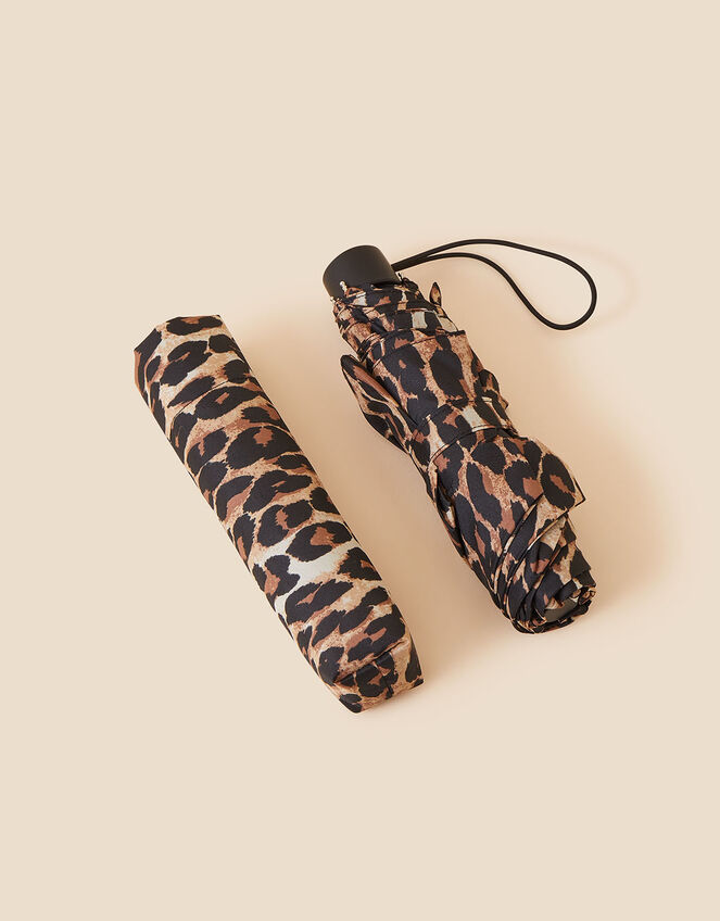 Leopard Print Umbrella in Recycled Polyester, , large
