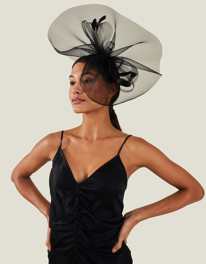 Large Crin Fascinator, Black (BLACK), large