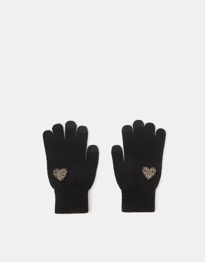 Beaded Heart Touchscreen Gloves, , large