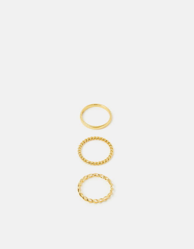 3-Pack 14ct Gold-Plated Stacking Rings, Gold (GOLD), large