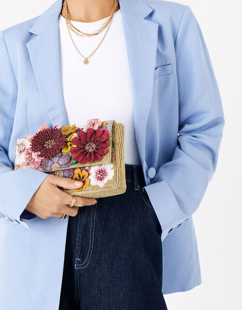 3d Floral Clutch Black