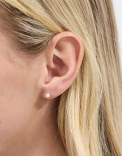 3-Pack Sterling Silver-Plated Pearl Mix Stud Earrings, , large