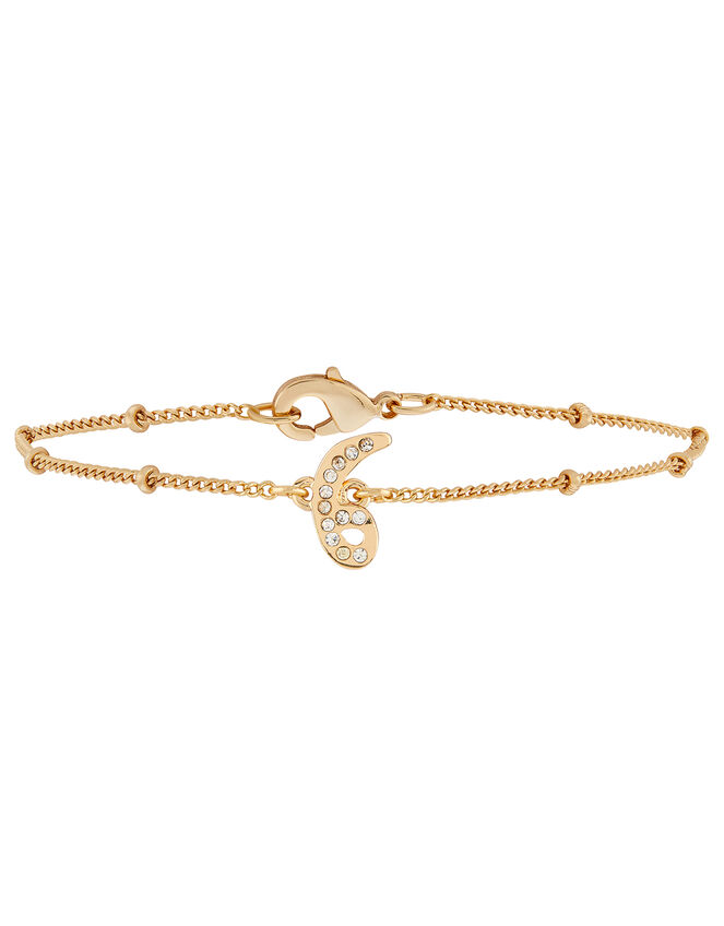 Gold-Plated Arabic Initial Bracelet - W, , large