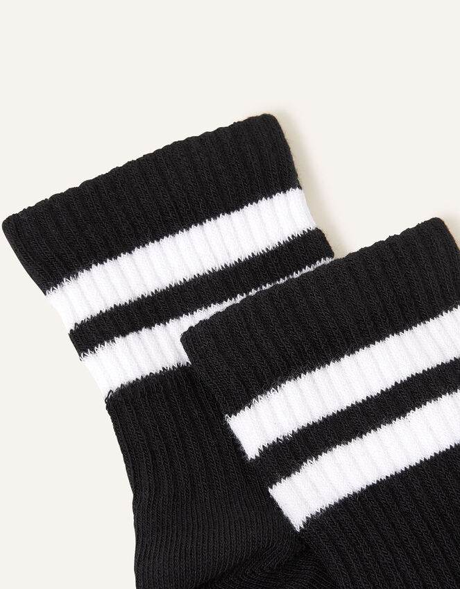 Stripe Varsity Socks Set of Two, Black (BLACK), large