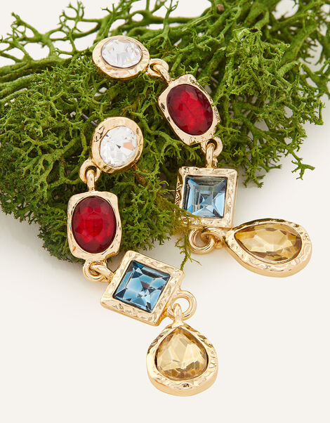 Mixed Gem Long Drop Earrings, , large