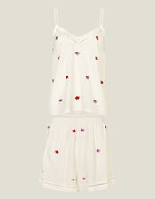 Orchid Embroidered Short Pyjama Set, White (WHITE), large