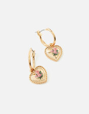 Romantic Ramble Rose Print Heart Earrings, Cream (PEARL), large