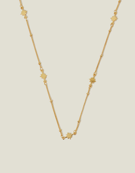 14ct Gold-Plated Star Station Necklace, , large