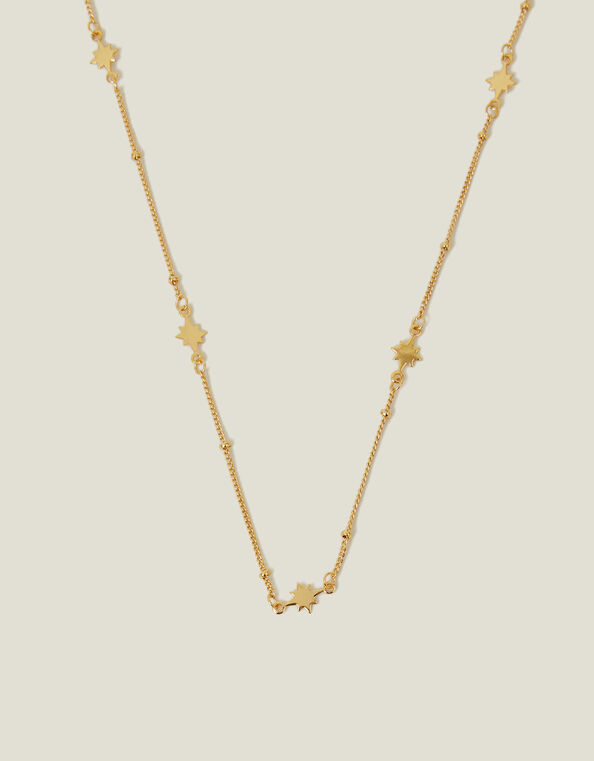 14ct Gold-Plated Star Station Necklace, , large