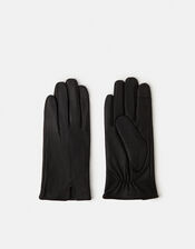 Faux Fur Lined Touchscreen Leather Gloves, Black (BLACK), large