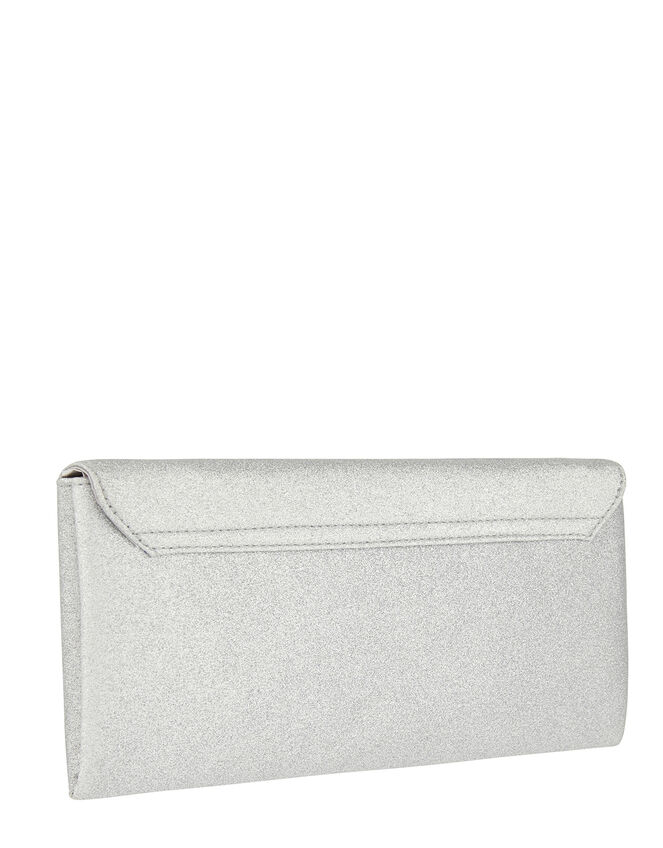 Glitter Clutch Bag, Silver (SILVER), large