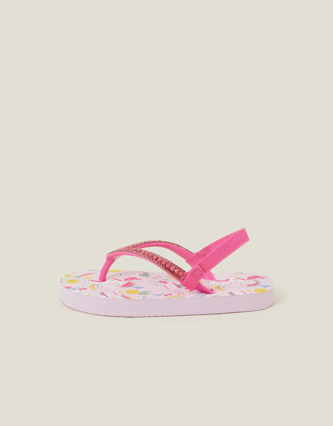 Girls Sunbeam Print Flip Flops, Pink (PINK), large