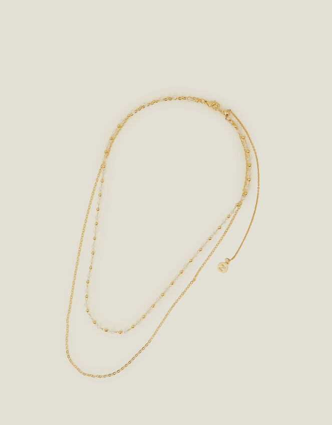 14ct Gold-Plated Stationed Layered Necklace, , large